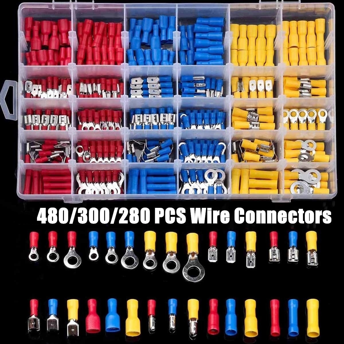Insulated Cable Connector Electrical Wire Crimp Spade Butt Ring - enoughdream.com