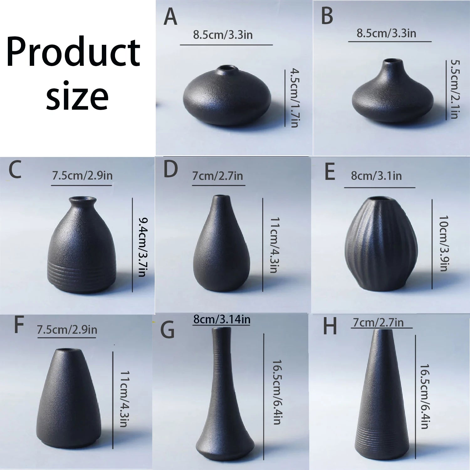 Ceramic small vase black small -  vase simple Japanese decoration