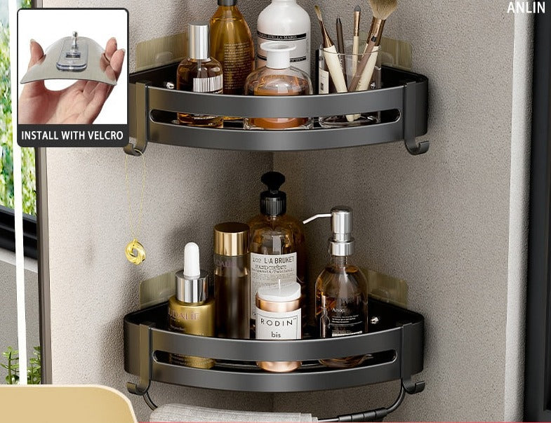 Shelf No Drilling Aluminum Above The Toilet Wall Mounted Bathroom Organizer - enoughdream.com