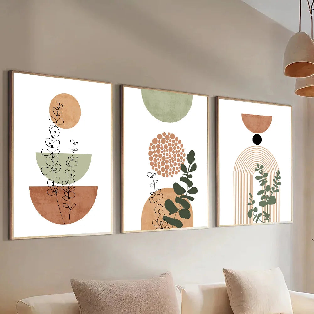Modern Boho Abstract Shape Plant Poster Print  Decor Picture
