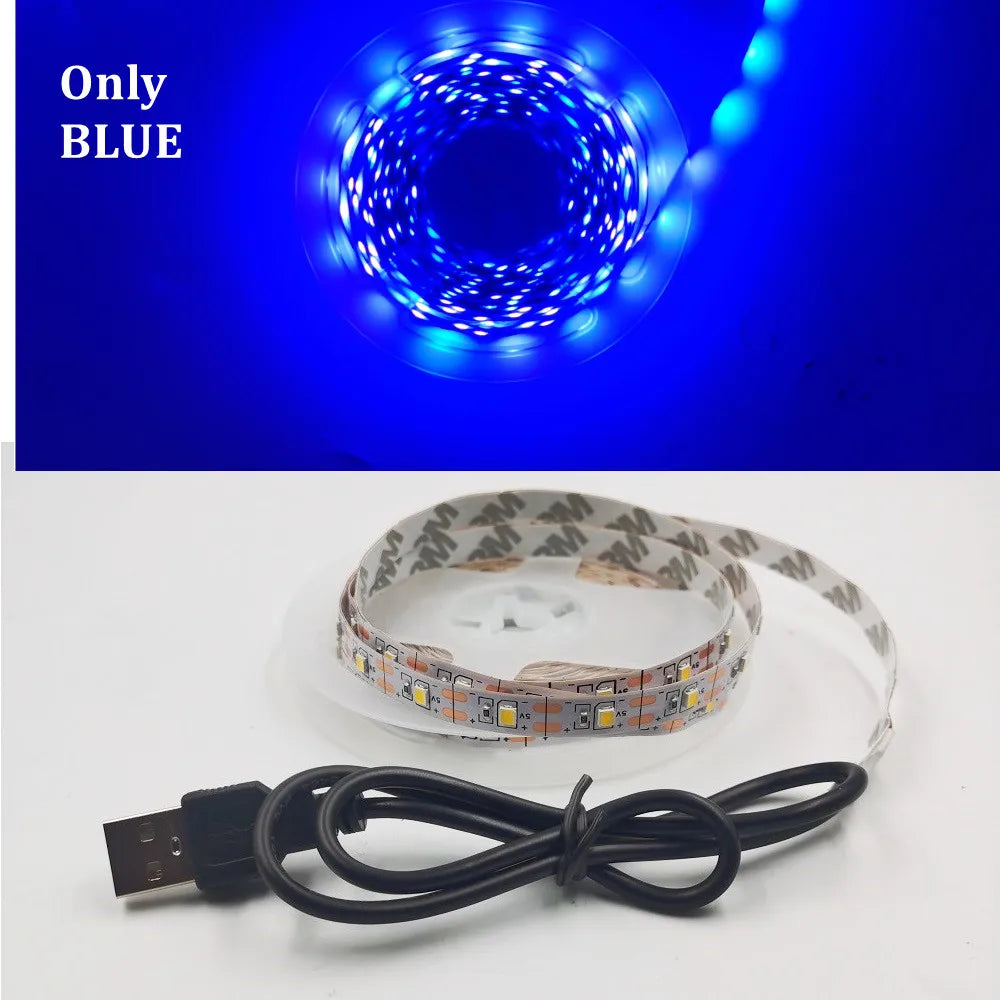 USB LED Strip Light 5V 3528  Warm Cool White Pink Green Blue Red