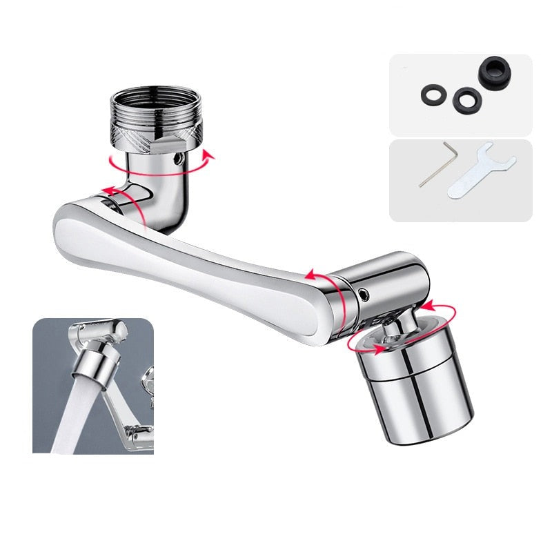 Stainless steel Universal 1080 °Swivel Robotic Arm Swivel Extension Faucet Aerator Kitchen - enoughdream.com