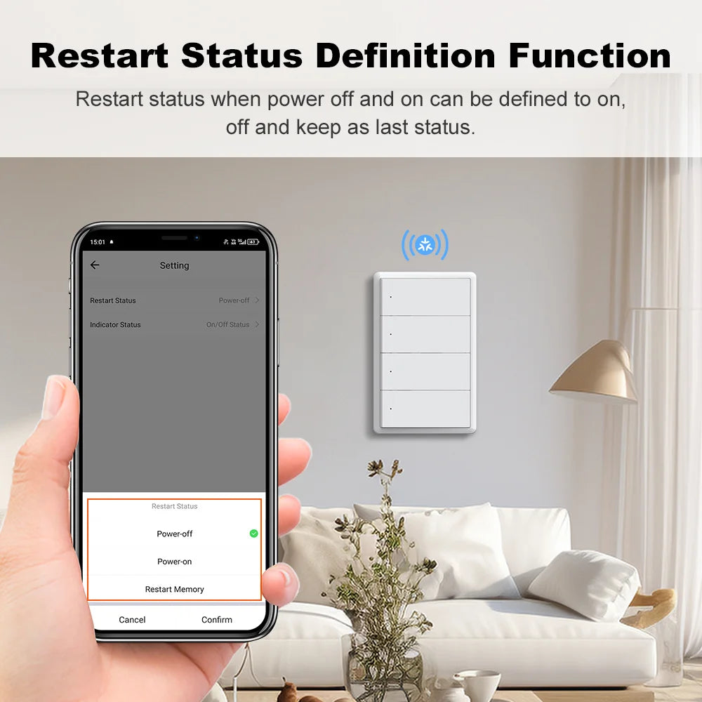 Manhot Matter WiFi Smart Wall Light Switch