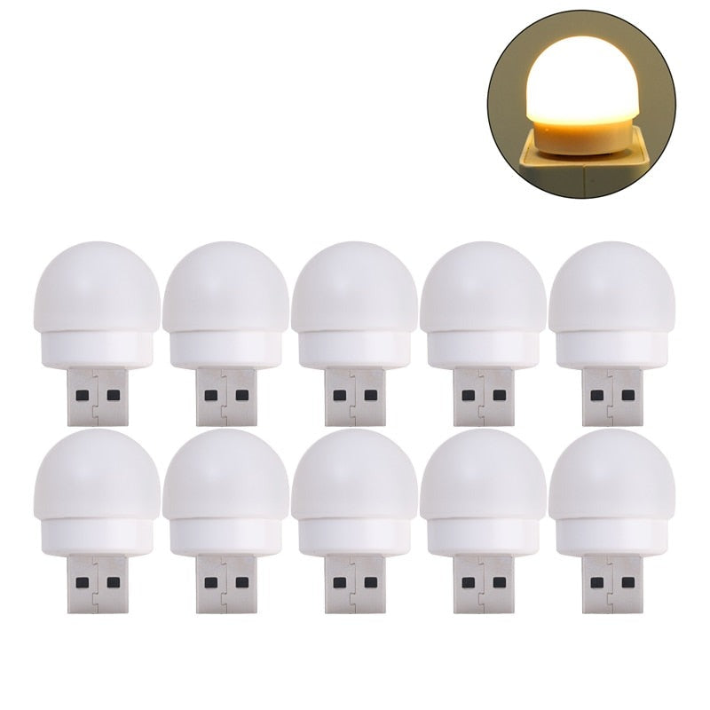 1-10Pcs Mini USB Night Light Warm White Eye Protection Book Reading Light USB Plug - enoughdream.com