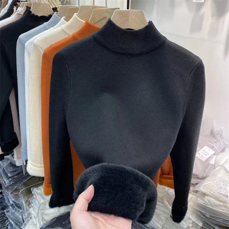 Turtleneck Slim Thicken Knitted Pullovers Woman 2024 - enoughdream.com