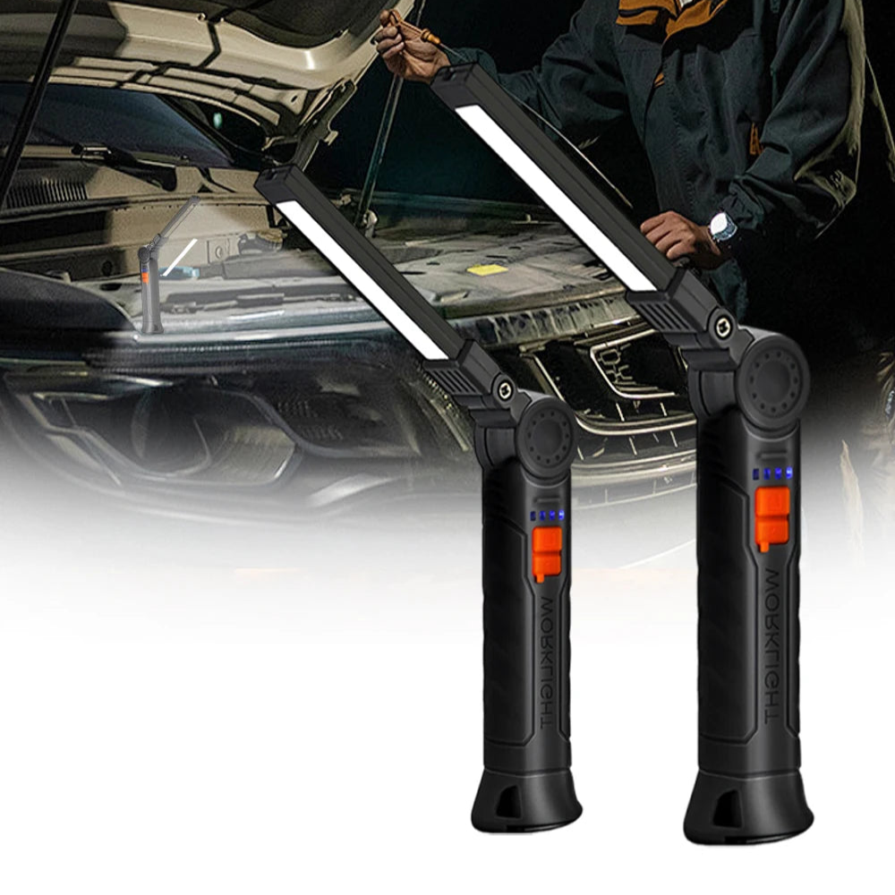 LED Folding Flashlight with Magnetic Base COB Light 360°Rotate