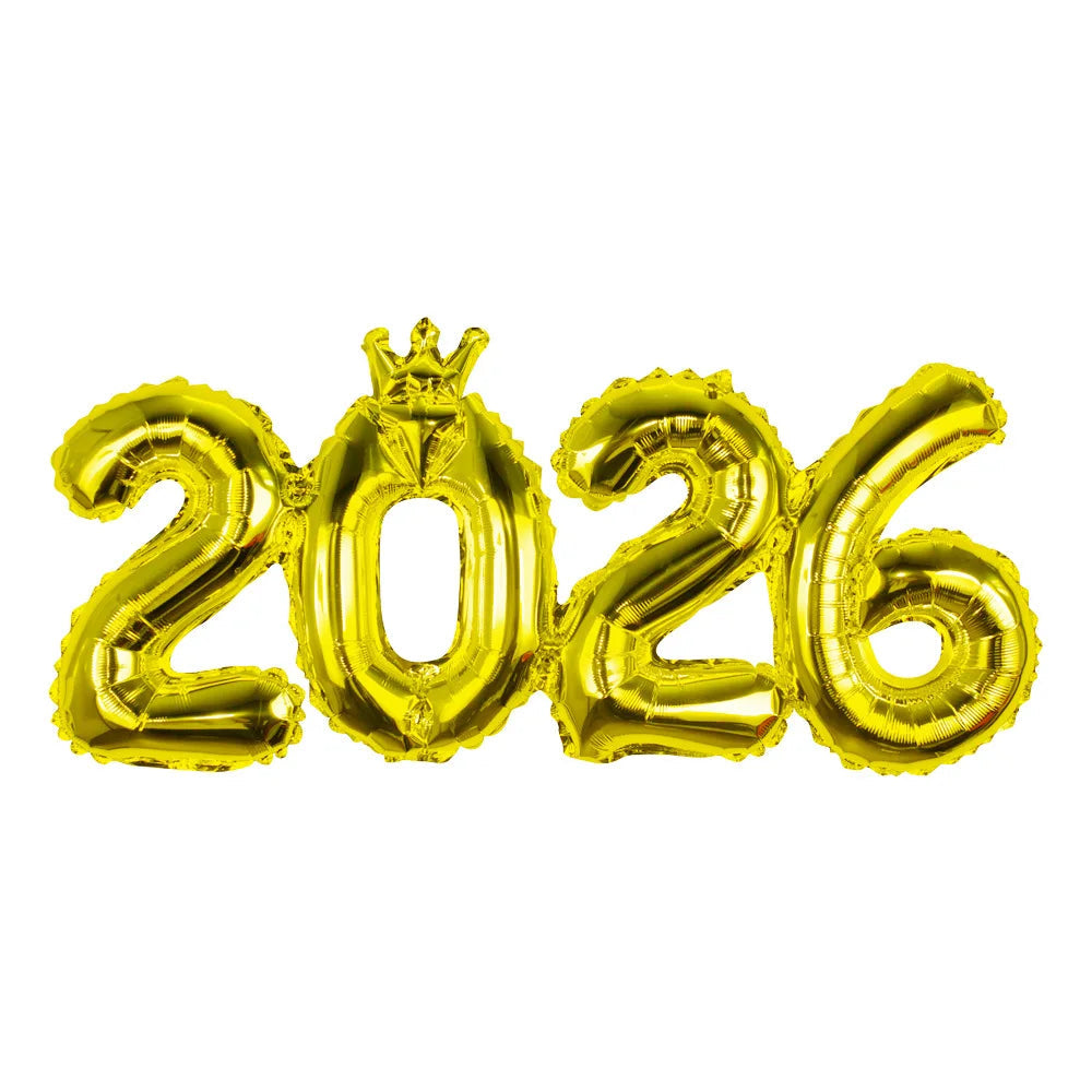 2026 Gold Crown Foil Number Balloons for 2026 -  New Year Christmas Eve Festival Party