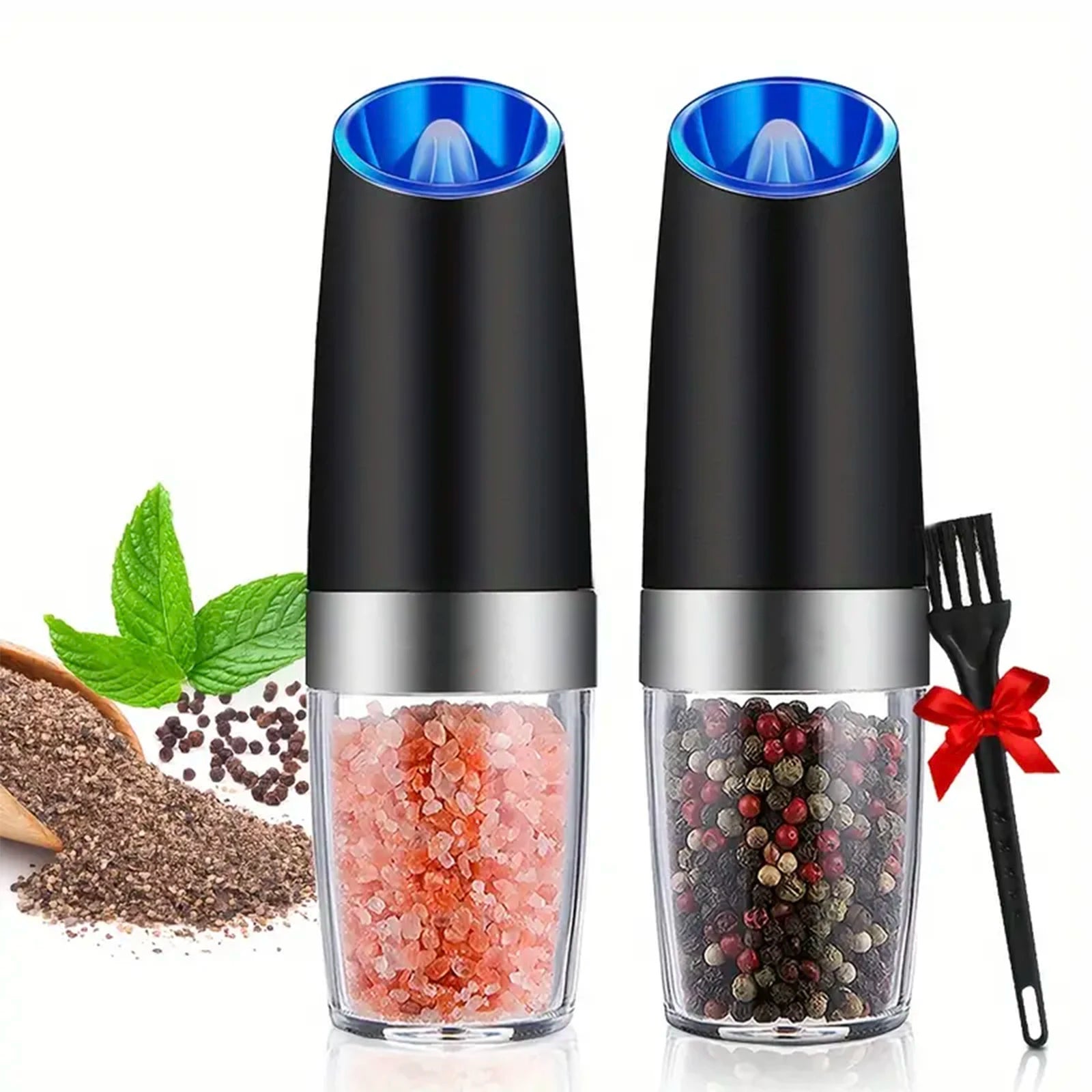 Gravity Electric Salt And Pepper Mill - Tilt To Grind Automatically Battery Powered