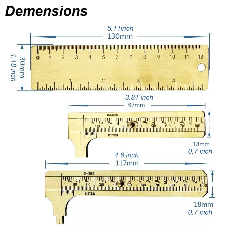 Mini  Brass Metric Imperial MM INCH Small Portale Tool