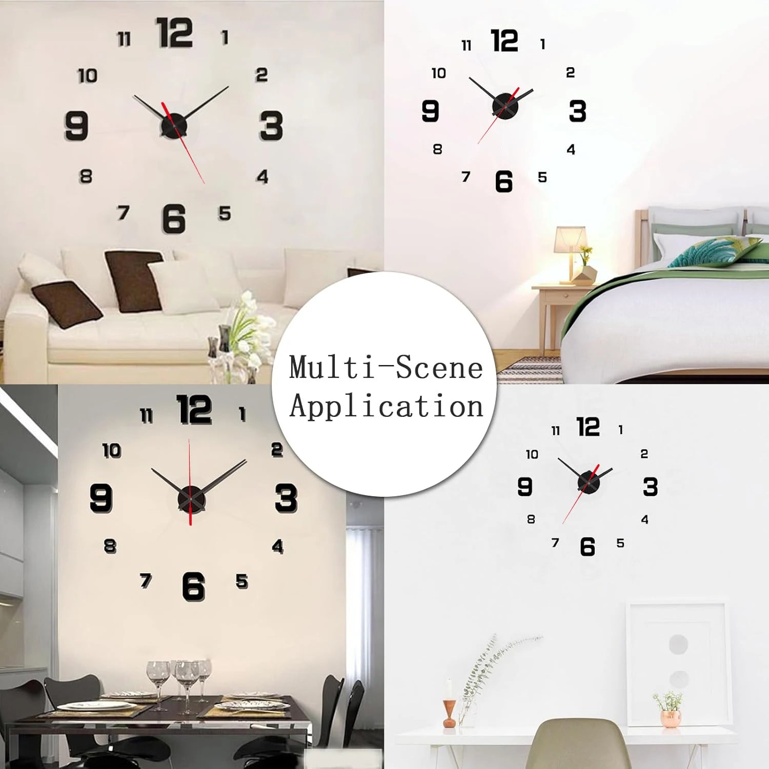 3D Creative Frameless DIY - Wall Hanging Clock Wall Stickers Home