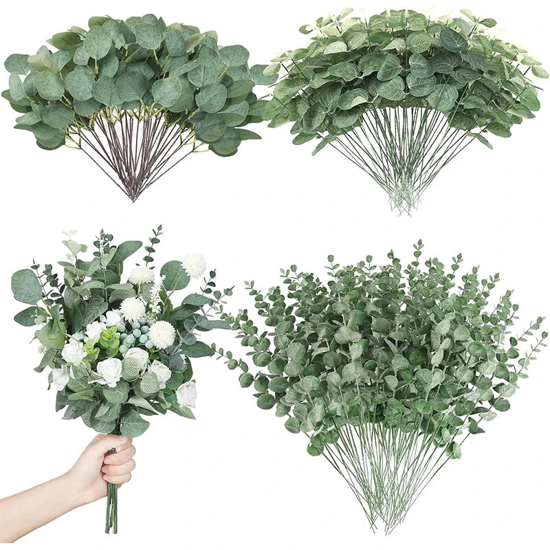 Artificial Eucalyptus Leaf Stems Green Plants For Living Home