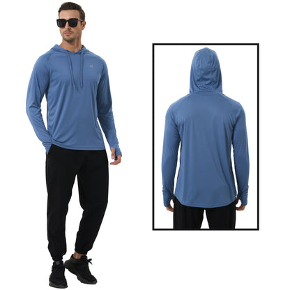 Men's Long Sleeve UPF 50+ Rash Guard Hoodie Fitness - enoughdream.com