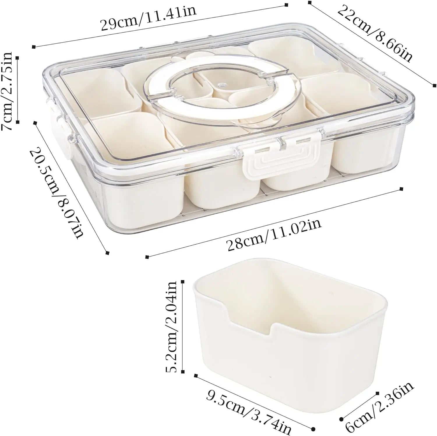 Lunch container with 4 or 8 compartments box for storing food in geladeira