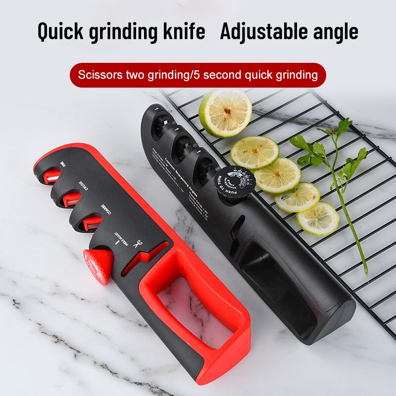Black/Red Stainless Steel Kitchen Facilitative Sharpener - enoughdream.com