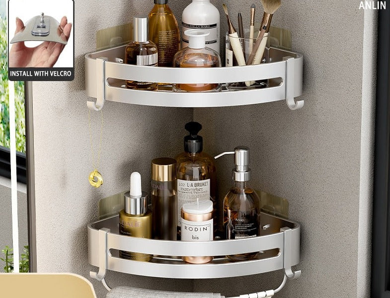 Shelf No Drilling Aluminum Above The Toilet Wall Mounted Bathroom Organizer - enoughdream.com