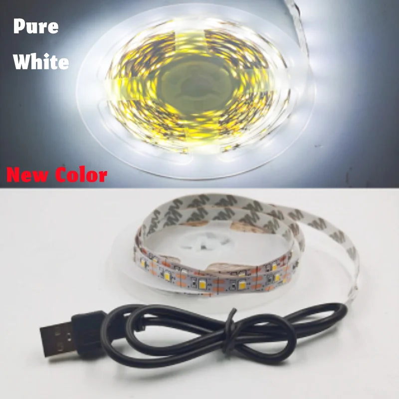 USB LED Strip Light 5V 3528  Warm Cool White Pink Green Blue Red
