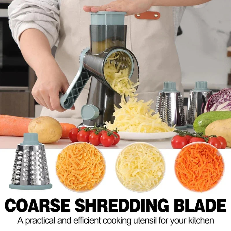 Manual 3-in-1 Rotary Kitchen Slicer Grater Nut Grinder