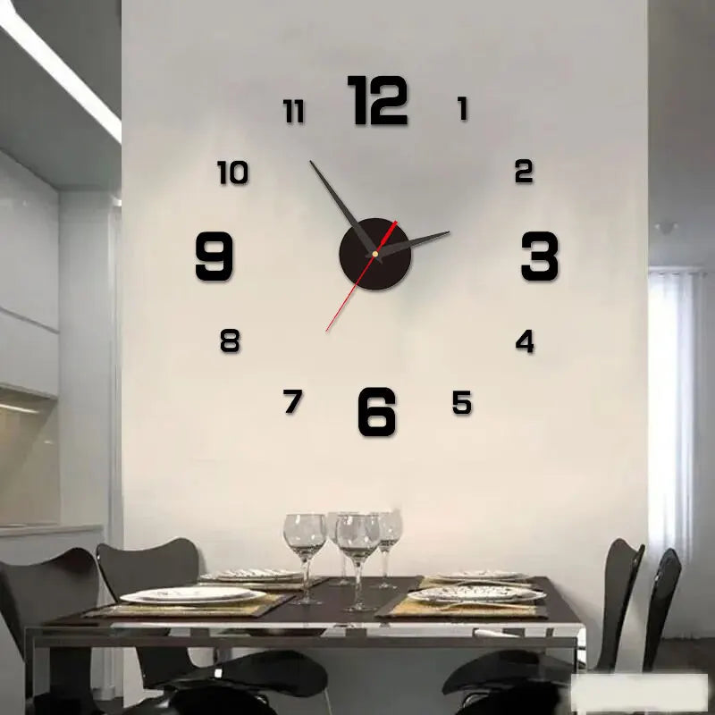 3D Creative Frameless DIY - Wall Hanging Clock Wall Stickers Home