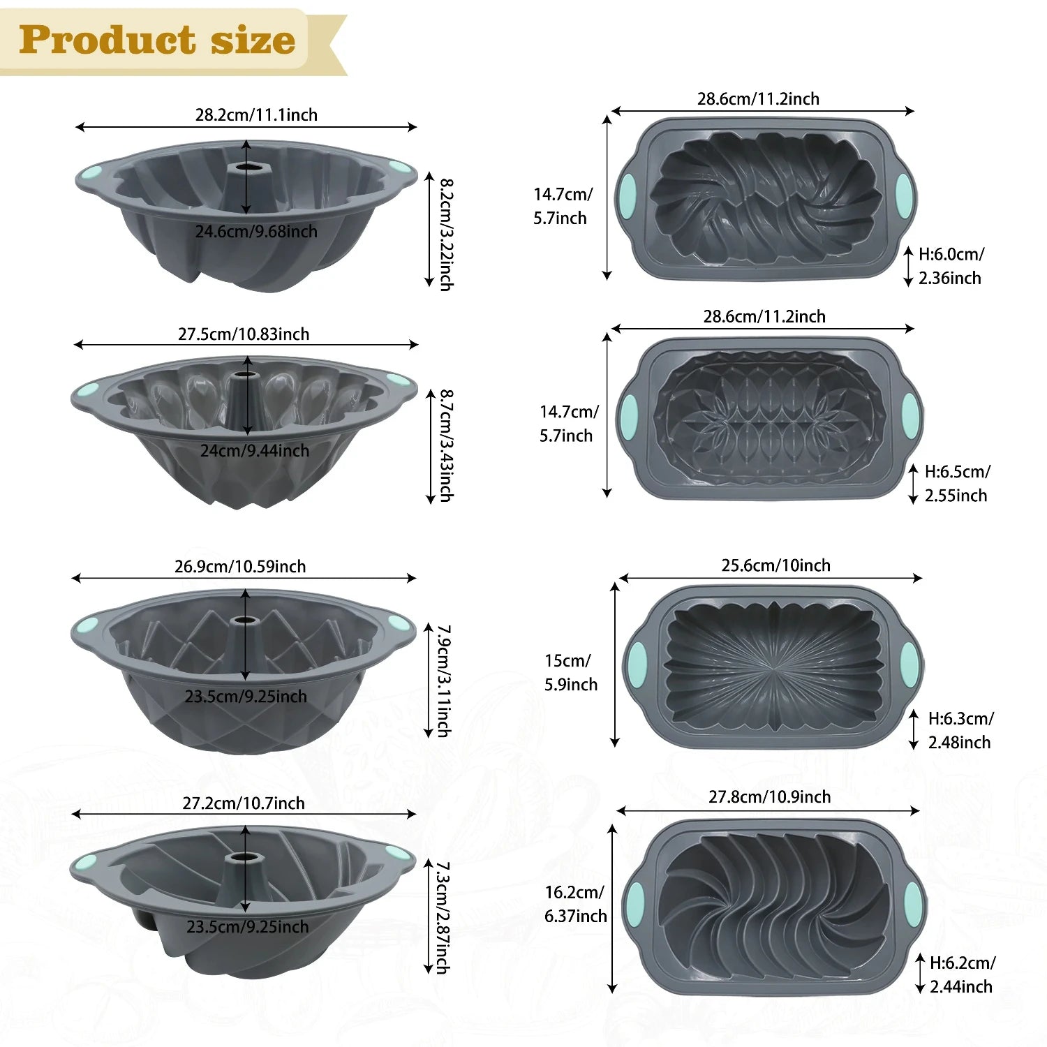 Versatile Silicone Cooking Utensil Set Non-Stick Bolo Molds