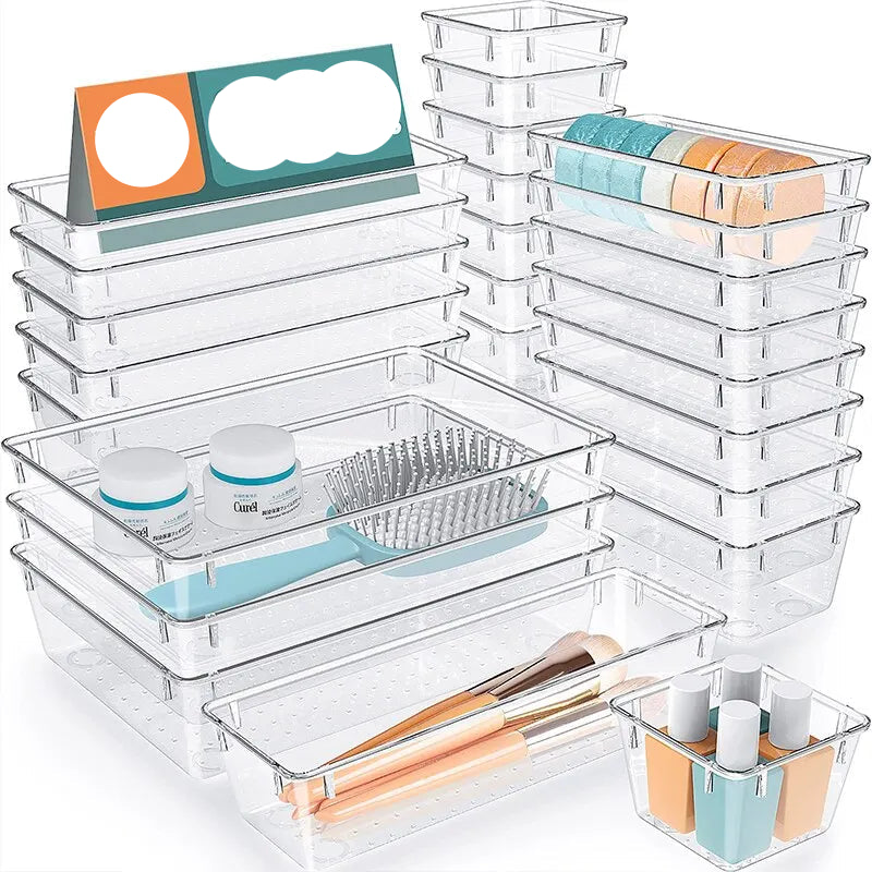 Transparent Plastic Drawer Organizers Organizer Boxes for Room Cômoda e Escritório Ideas for Maquiagem Joias e Acessórios.