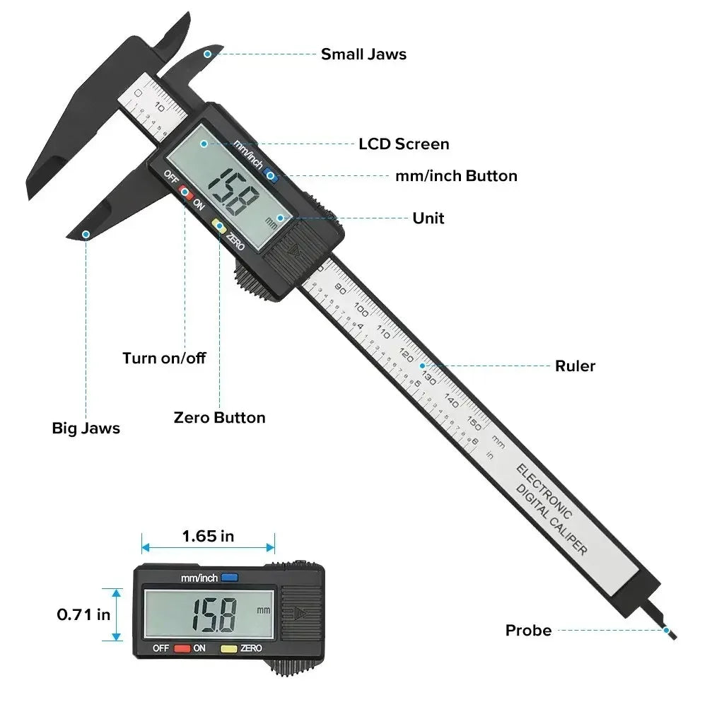Electronic Digital Caliper Carbon Fiber Tool