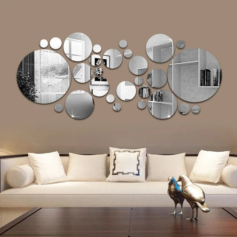 Round Acrylic Mirror Stickers - Kitchen Wall Decor Art for Ceramic