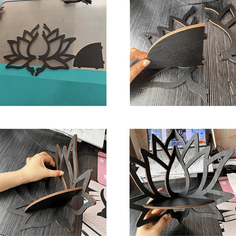 Wooden Lotus Hollow Decorative -  Rack Aromatherapy Organiser Essential