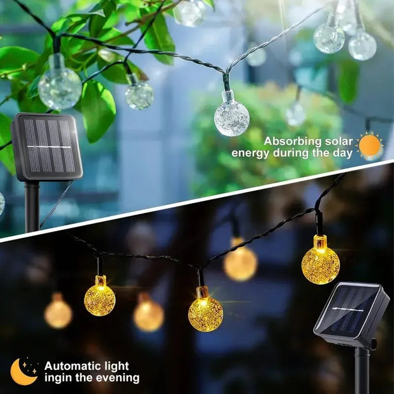 Solar String Lights 100 LED Crystal Globe  IP65 Waterproof with  for Garden