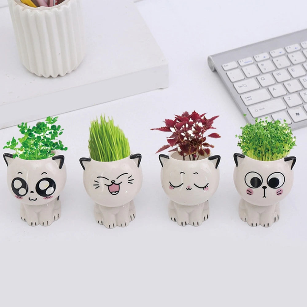 Ceramic Flowerpot Mini Cat Cartoon