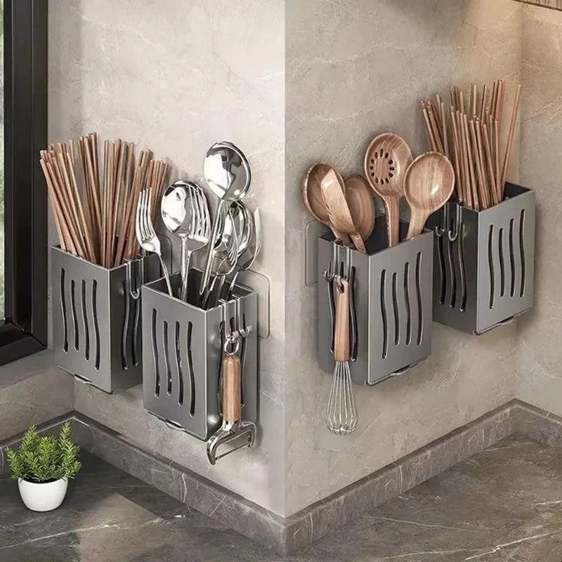 Kitchen utensil drainer spoons forks storage basket