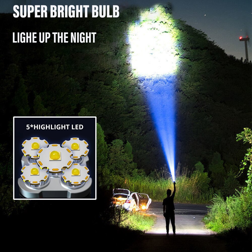 5LED High Power Led Flashlights Rechargeable Camping - enoughdream.com