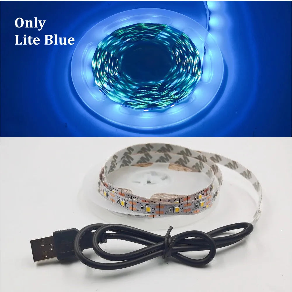 USB LED Strip Light 5V 3528  Warm Cool White Pink Green Blue Red