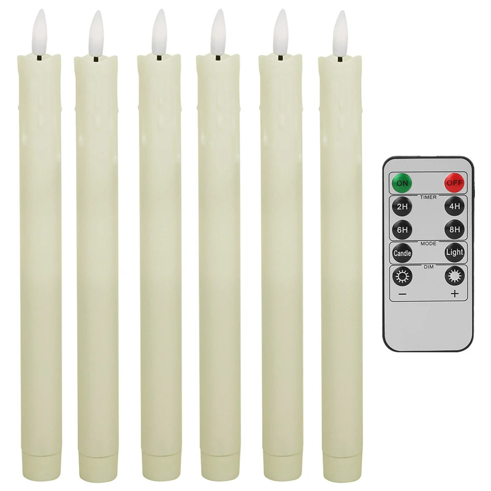 LED Flameless Taper Candles with 10-Key Remote 11" Battery Decor