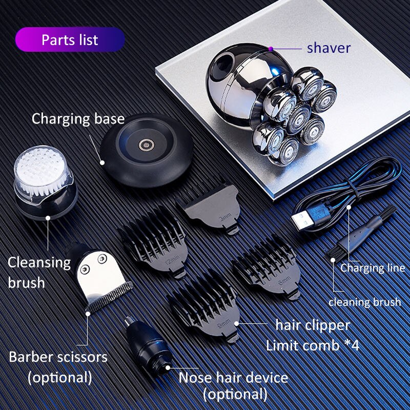 Electric Shaver 7D Floating Cutter Head Base Charging Portable Men Beard - enoughdream.com