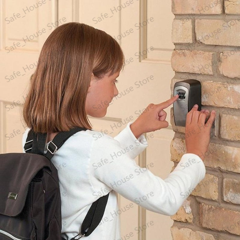 Wall Mount Key Lock Box 4 Digit Password Code Security Lock No Key - enoughdream.com