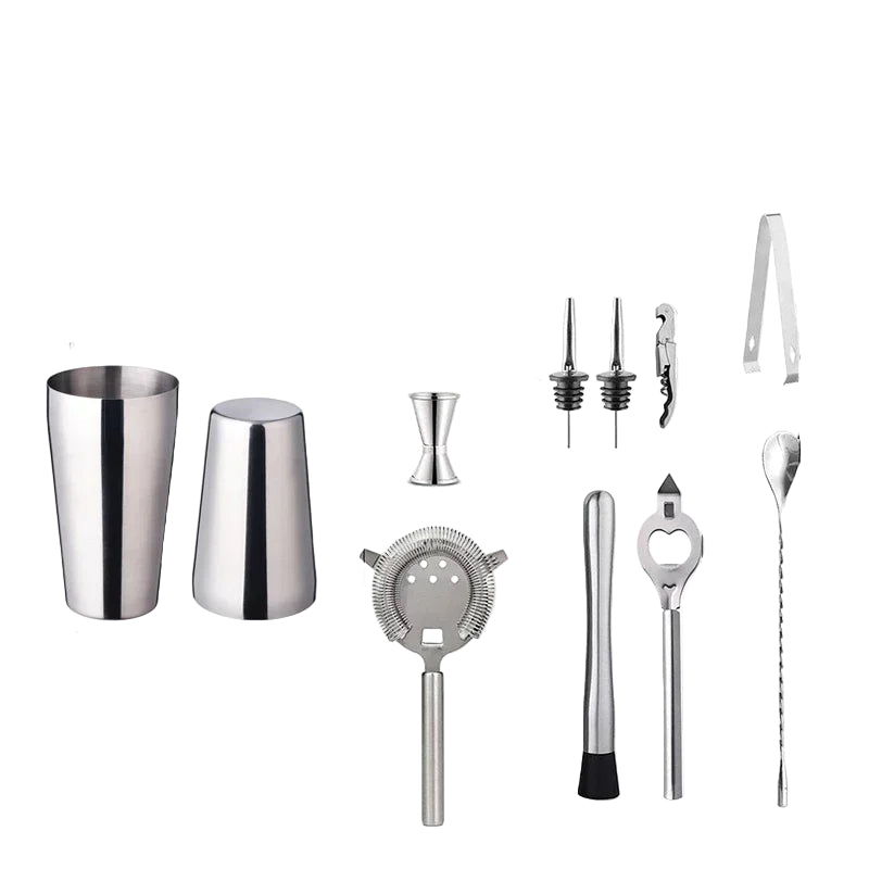 Stainless steel shaker set with 1/3/6/9/11 pieces Boston shaker, bar utensils