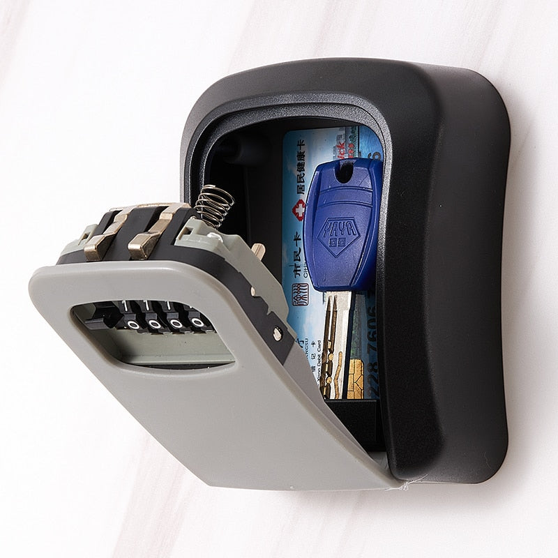 Wall Mount Key Lock Box 4 Digit Password Code Security Lock No Key - enoughdream.com