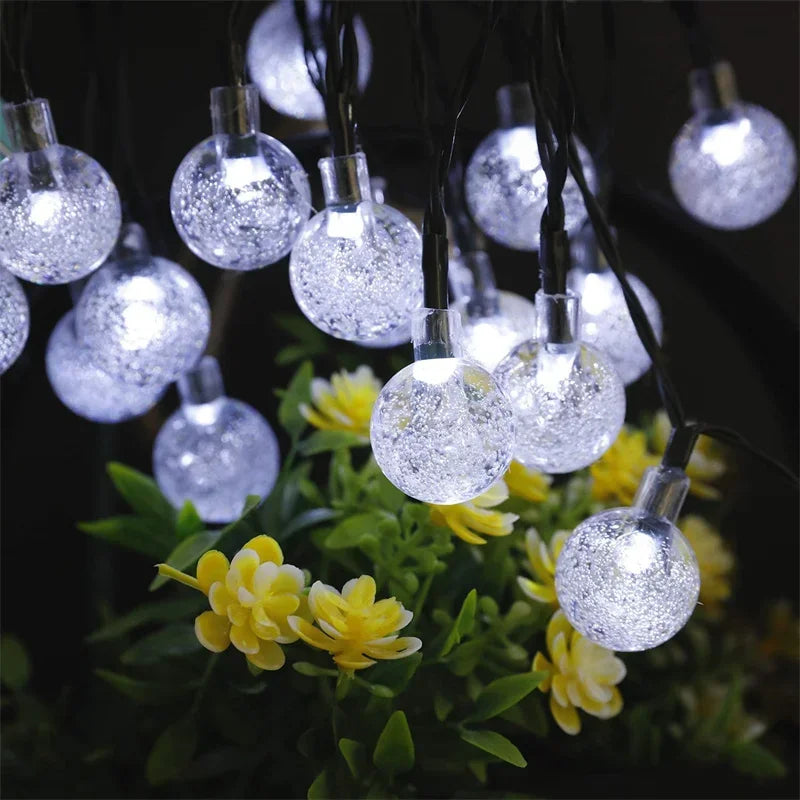 LED Solar String Lights Outdoor 60 Leds Waterproof Crystal Globe  Decor