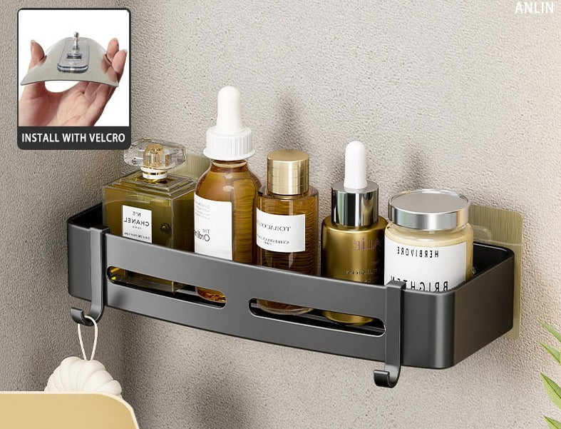 Shelf No Drilling Aluminum Above The Toilet Wall Mounted Bathroom Organizer - enoughdream.com