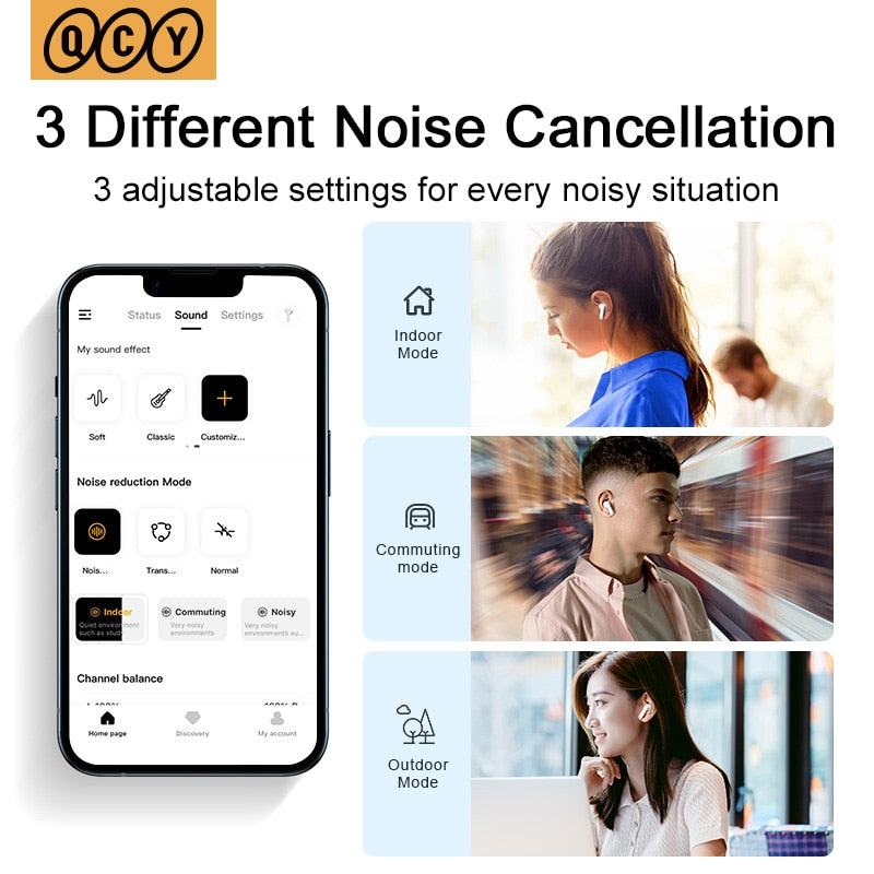 QCY HT05 ANC Wireless Earphone 40dB Noise Cancelling Bluetooth 5.2 Headphone - enoughdream.com