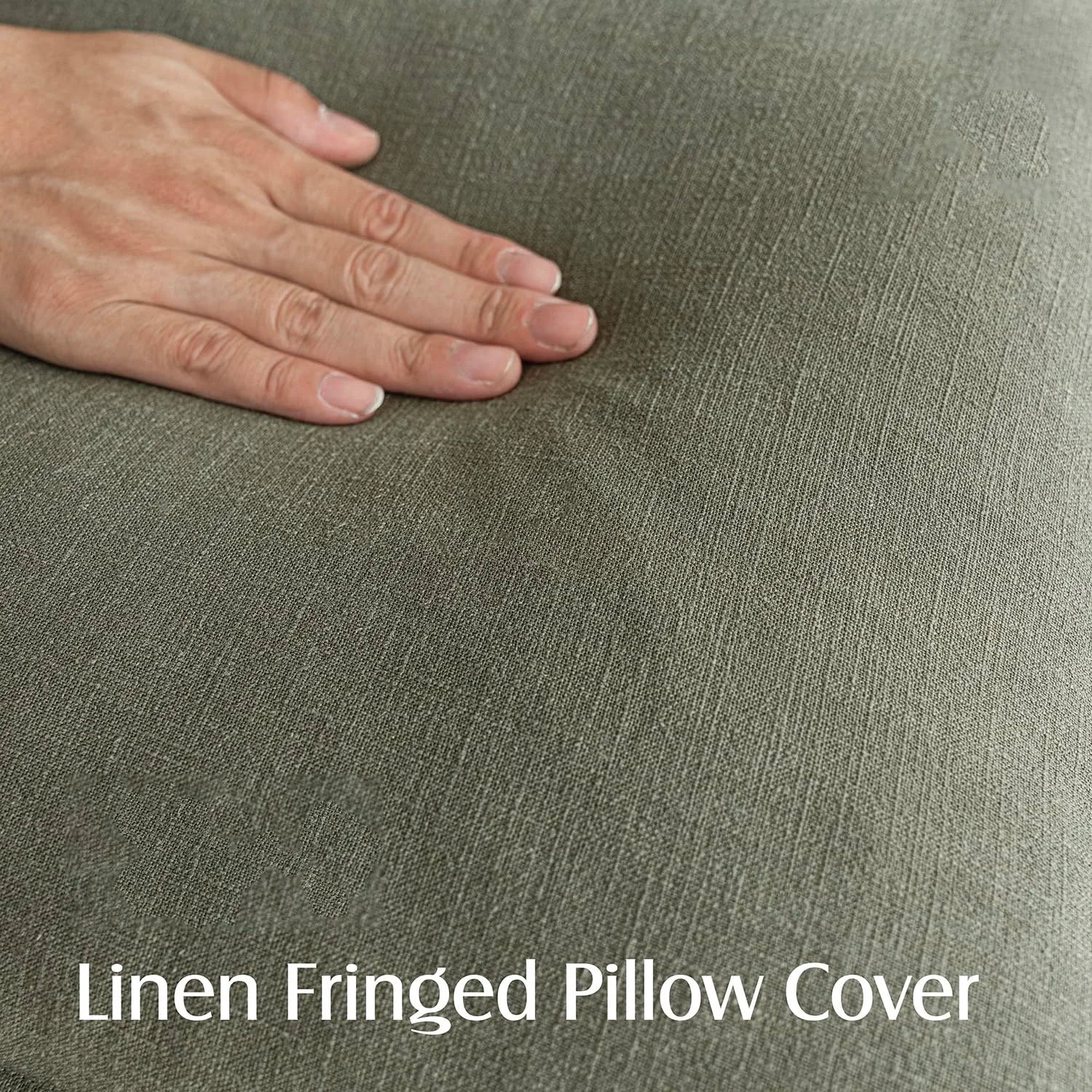 Set of 2 decorative linen cushion covers with fringes for sofa