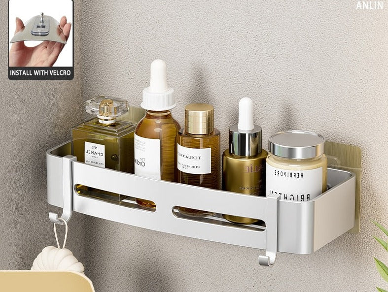 Shelf No Drilling Aluminum Above The Toilet Wall Mounted Bathroom Organizer - enoughdream.com