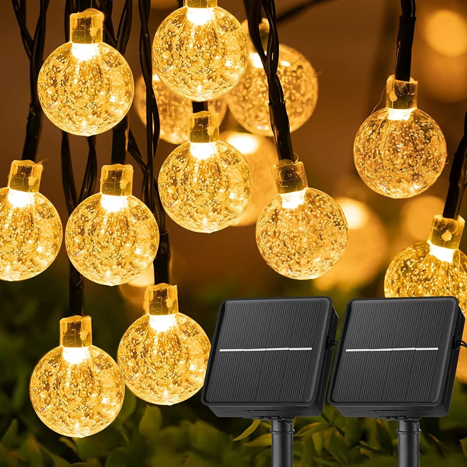 LED Solar String Lights Outdoor 60 Leds Waterproof Crystal Globe  Decor