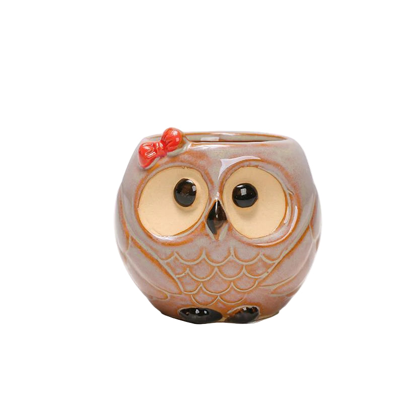 Ceramic Owl Flower Pot Garden Office Decoration