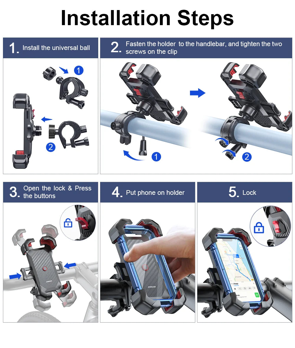 Joyroom Universal Bike Phone Holder 360° - View Bicycle Phone Holder for 4.7-7