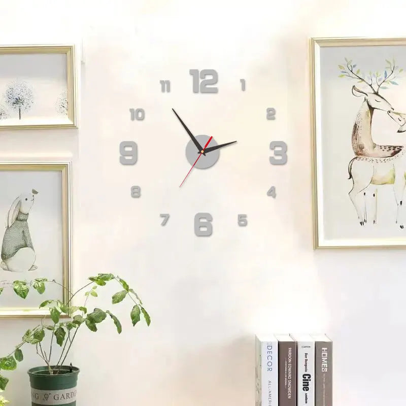 3D Creative Frameless DIY - Wall Hanging Clock Wall Stickers Home