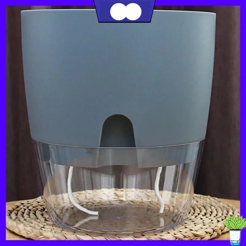 Transparent Double Layer Plastic Flower Pot Self Watering Flowerpot