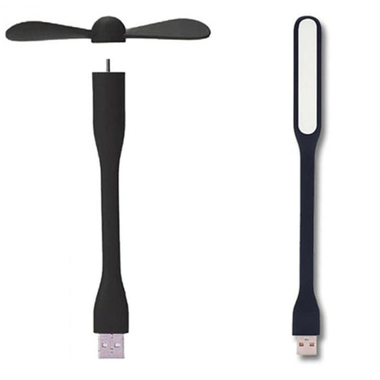 Cooling Foldable Flexible USB Mini Fan & USB LED Light – Portable, Adjustable, and Energy-Efficient