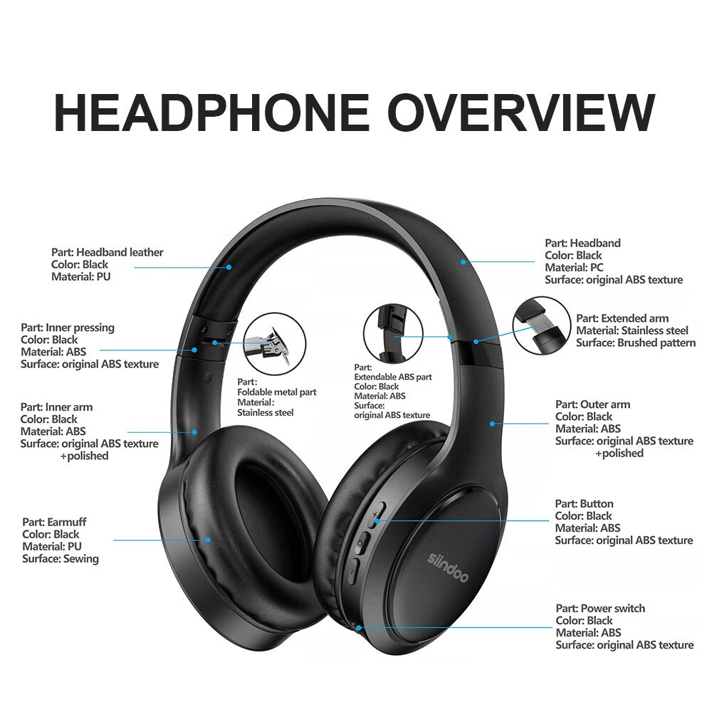 Siindoo JH919 Wireless Bluetooth Headphones - enoughdream.com
