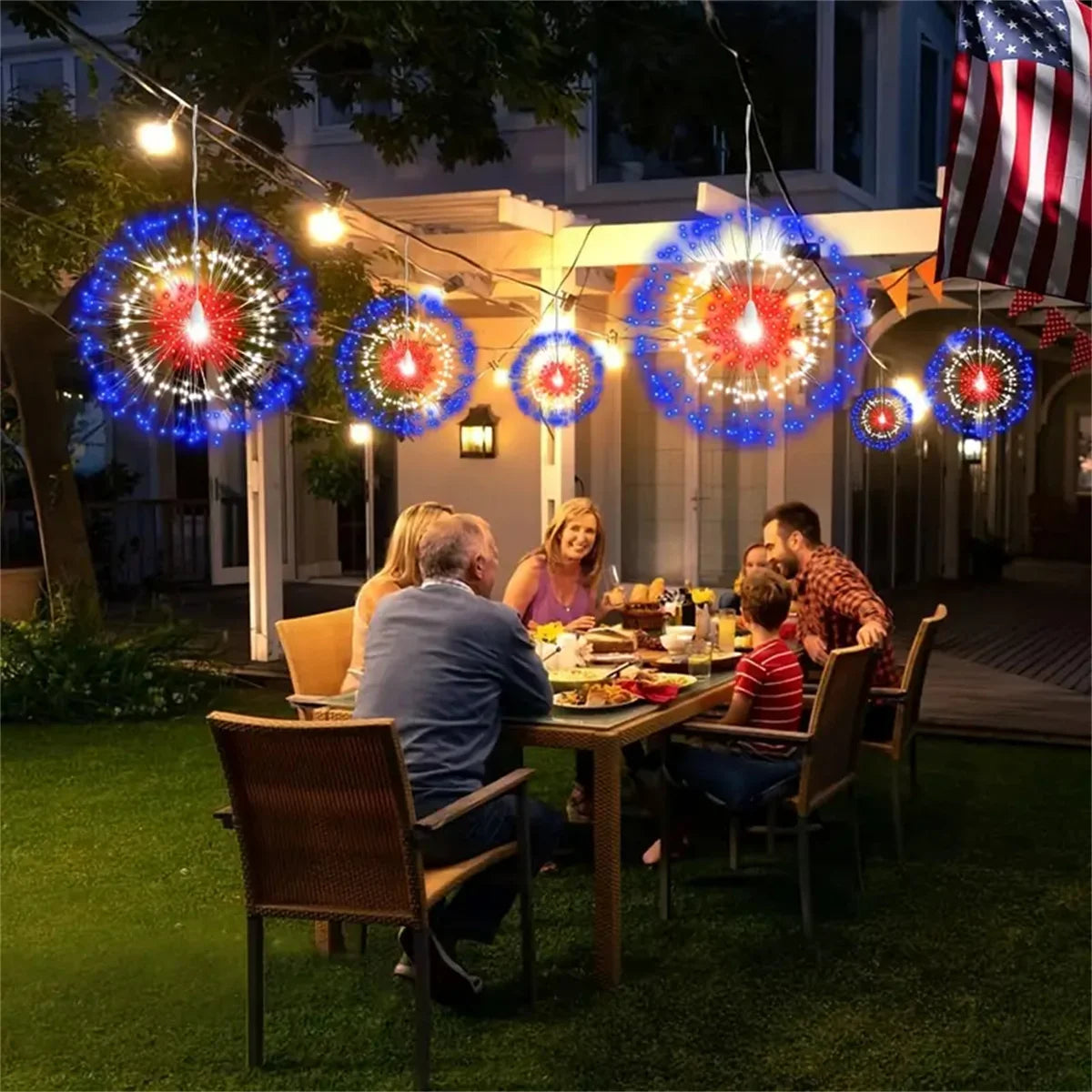 LED fireworks light string USB hanging fairy light 360LED 8-mode decoration